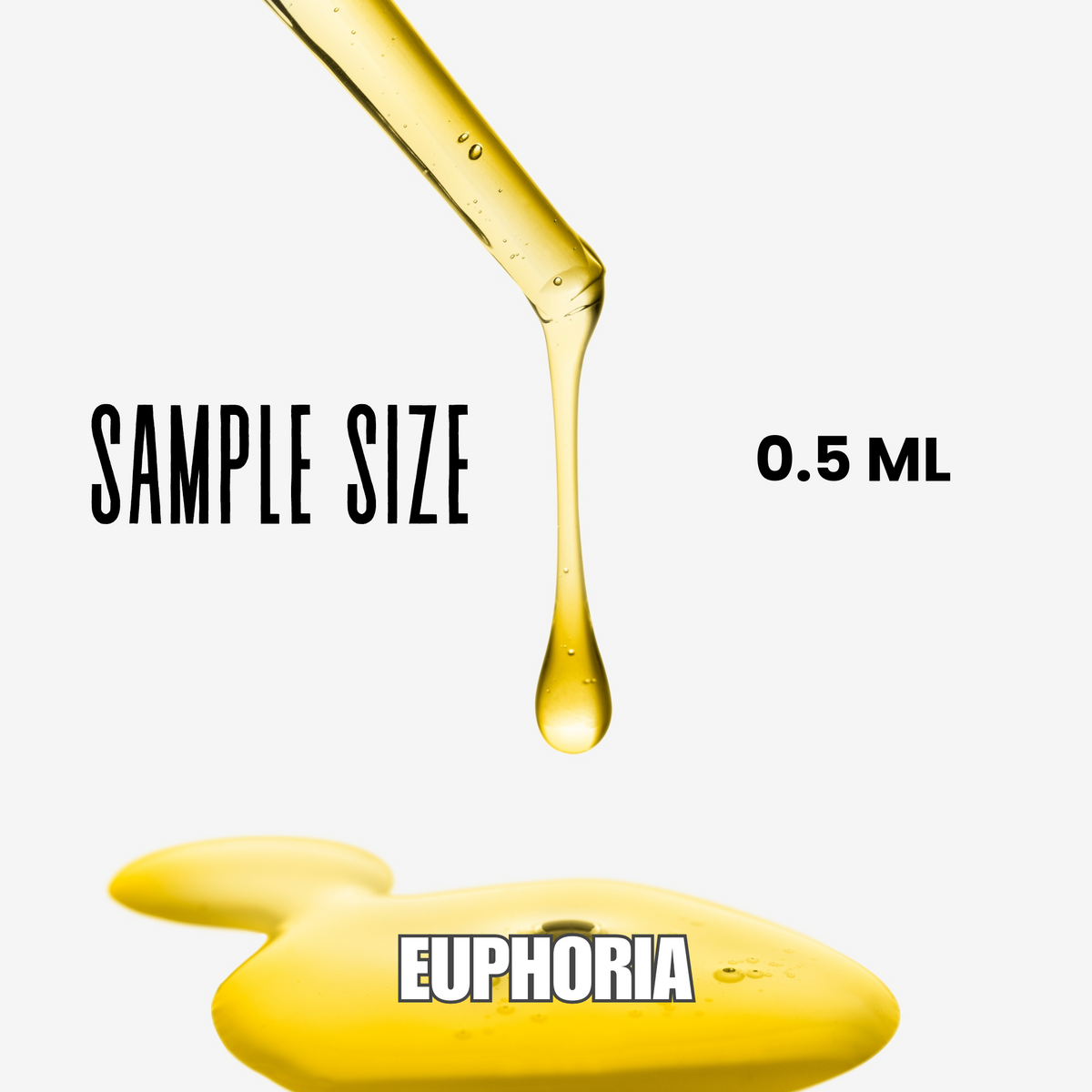 EUPHORIA perfume sample with a single droplet indicating its concentrated fragrance